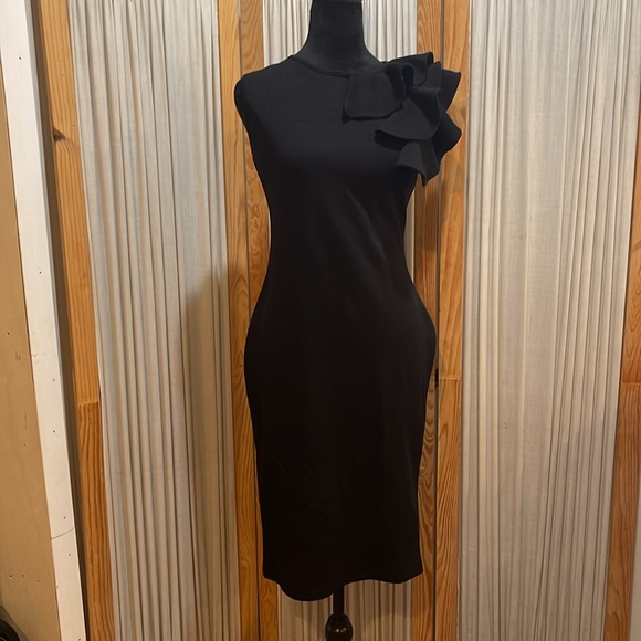 VASAUGE Women's Elegant Formal Bodycon Ruffle Sleeveless Midi - Picture 4 of 7